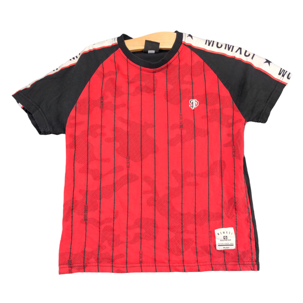 Southpole Boys Raglan T-Shirt Multi Camo Medium 10-12 Striped Short Sleeve